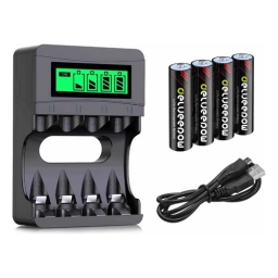 Cargador De Pilas Aa Y Aaa + 4 Pilas Aaa Recargable 4800 Mah